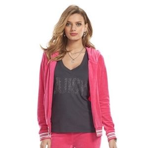 Juicy Couture Magenta Velour Lurex Trim Hoodie M